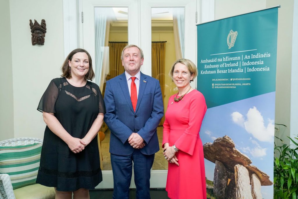 Irish ambassador to Indonesia Olivia Leslie, Minister for Agriculture, Food and the Marine Michael Creed and CEO of Bord Bia Tara McCarthy