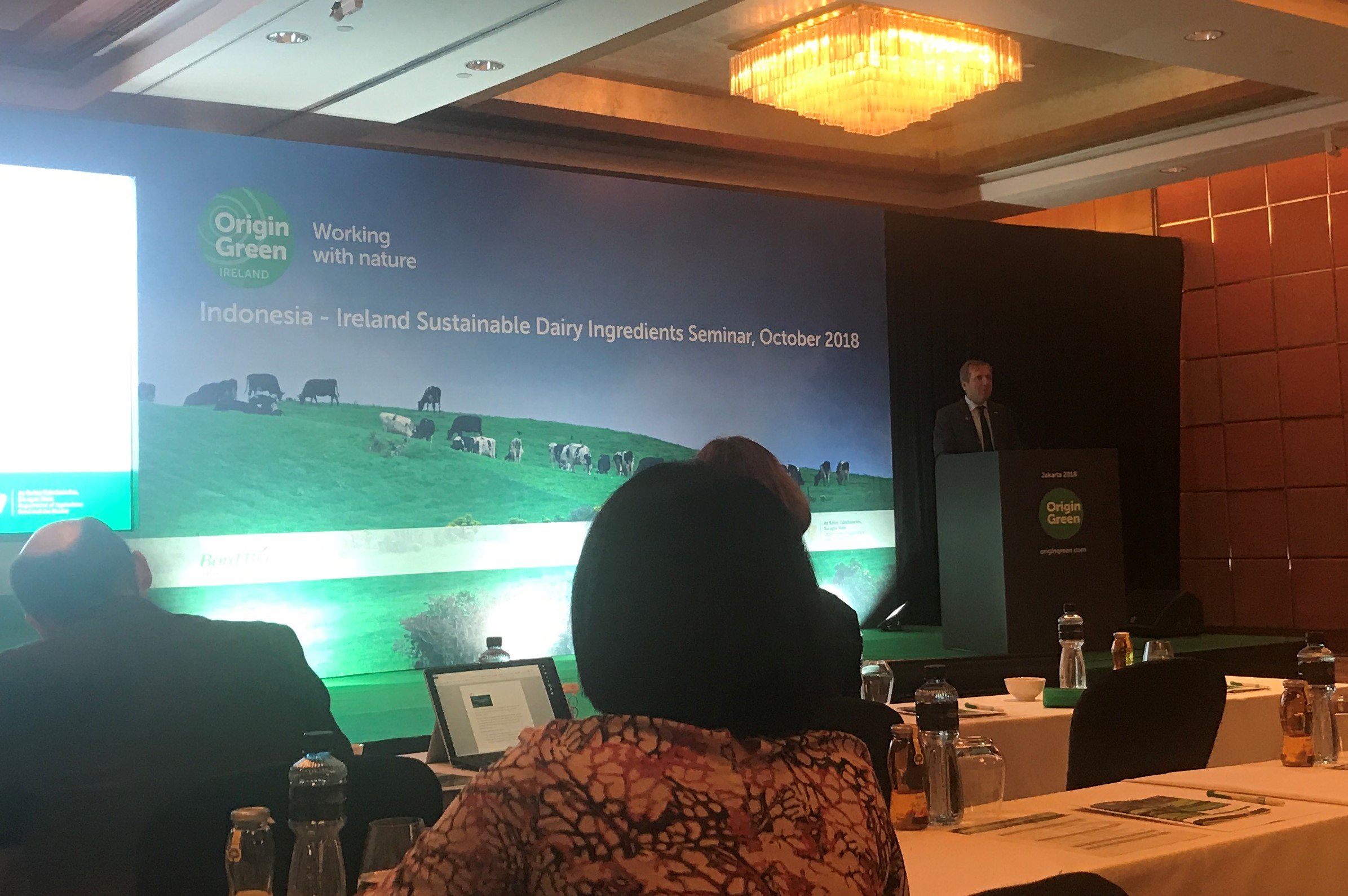 Minister Creed addressing the Bord Bia Dairy Seminar in Jakarta, Indonesia