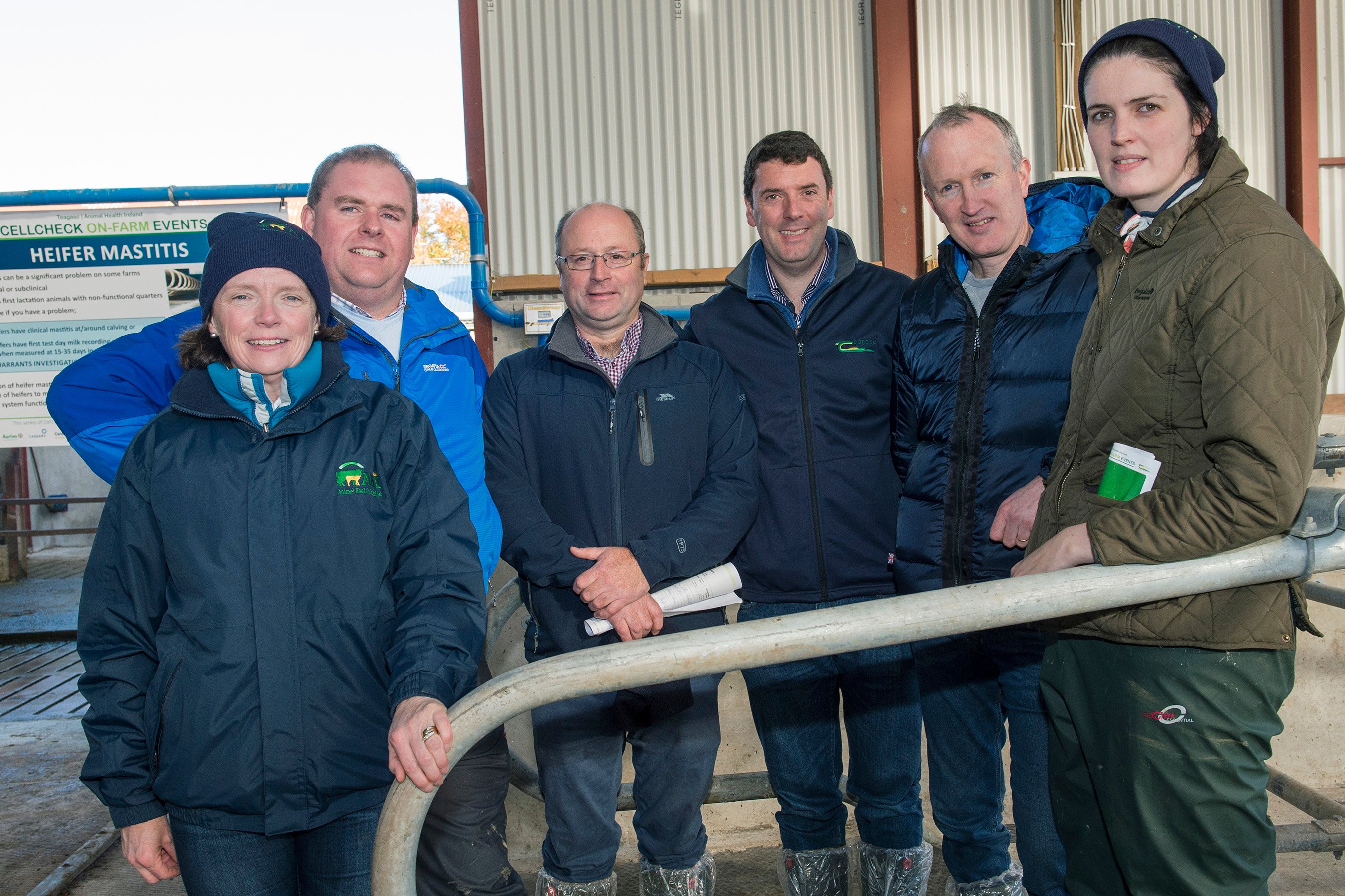 Pictured at the Teagasc / Animal Health Ireland / Tipperary Co-op Cellcheck event in Co. Tipperary are: Grainne Dwyer, AHI; Andrew O’Neill, Tipperary Co-op; Don Crowley, Teagasc; Michael Healy, Teagasc; Alan Johnson, Department of Agriculture; and Catherine McAloon, UCD. Image source: O’Gorman Photography