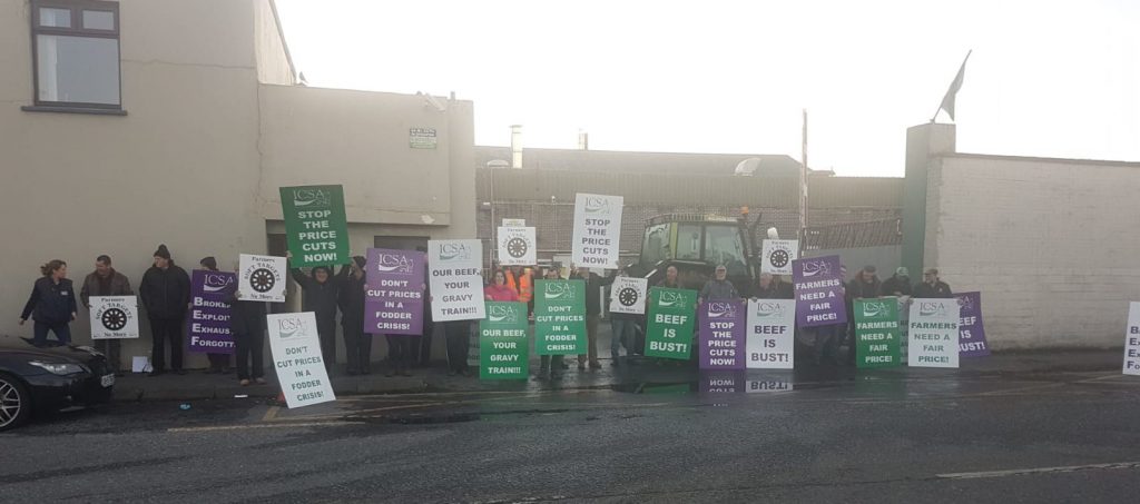 Farmers have been gathering outside the plant since early this morning
