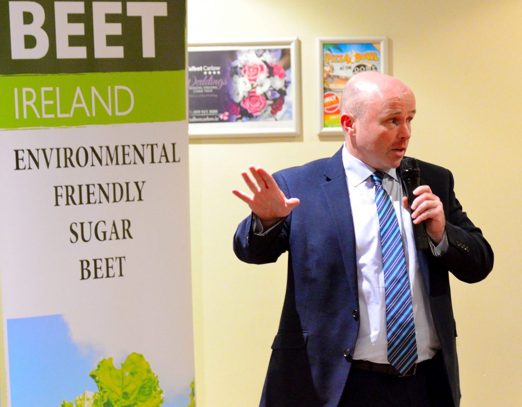 Chris Harmon speaking at the Beet Ireland meeting in Carlow on Wednesday