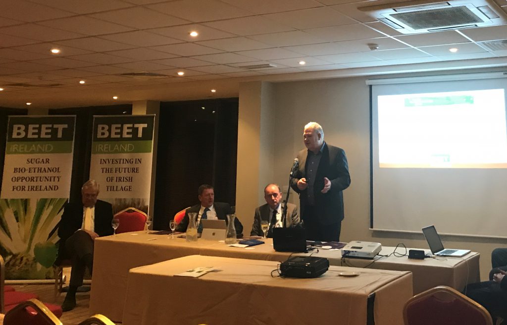 Michael Hoey – one of the six directors of Beet Ireland – speaking at the Beet Ireland meeting held in conjunction with the Irish Tillage and Land Use Society on Wednesday night
