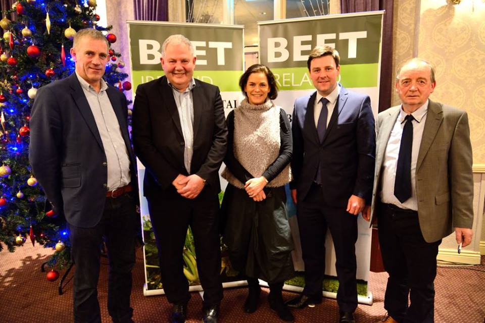 L-R: John-Coughlan, IFA Munster chair; Michael Hoey, Country Crest and Beet Ireland; Mary Newman-Julian, Fine Gael, Tipperary; Cllr John Clendennan, Offaly; Pat Cleary, Beet Ireland