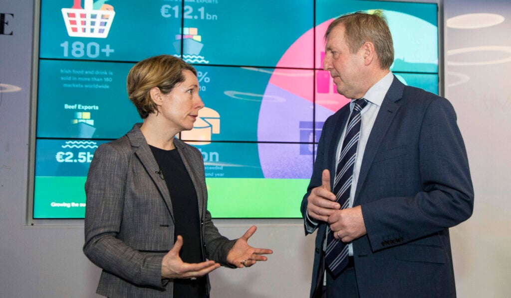 Bord Bia CEO Tara McCarthy and Minister for Agriculture, Food and the Marine Michael Creed. Image source: Colm Mahady, Fennells Photography