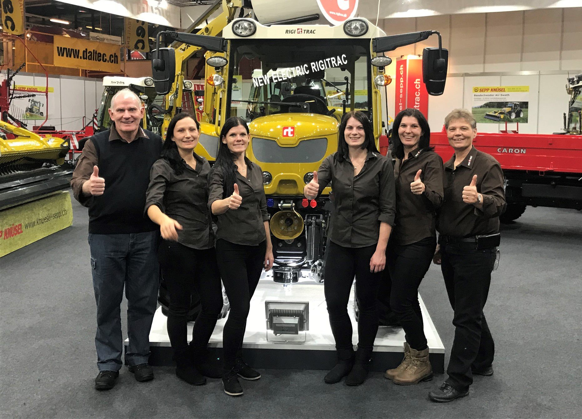 Sepp (left) and Marlis (right) Knusel, pictured with their four daughters who all work at ‘Sepp Knusel’ and Rigitrac