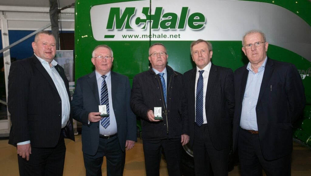 L-R: Gary Ryan (chief executive; FTMTA); Padraic McHale; Martin McHale; Michael Creed (Minister for Agriculture, Food and the Marine); and Jimmy Butler (president; FTMTA)