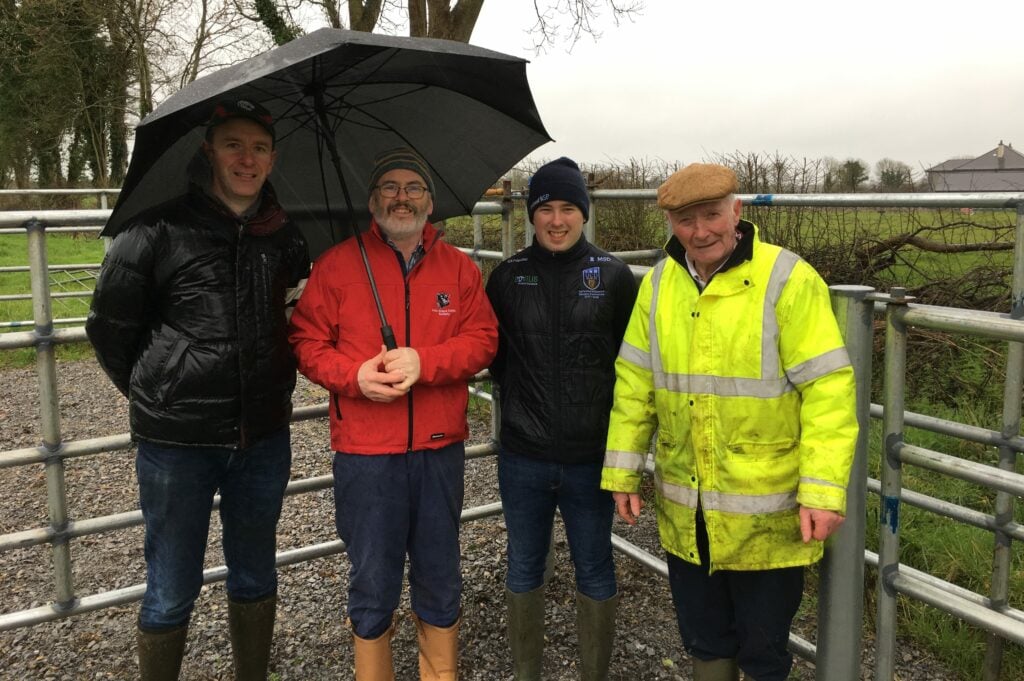 L-R: Sean Cronin; John O’Sullivan, Irish Angus Cattle Society member; Michael Geary, AgSoc Auditor; and Michael Cronin