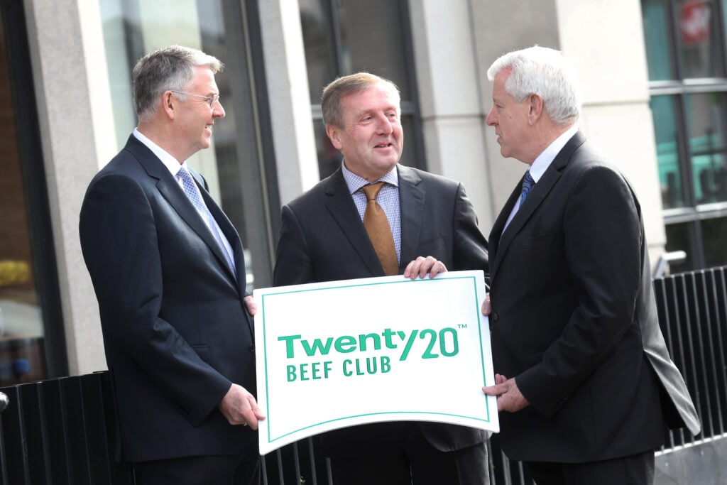 L-R: Jim Bergin, chief executive of Glanbia Ireland; Michael Creed, Minister for Agriculture, Food and the Marine; and John Horgan, chief executive of Kepak Group. Image source: Finbarr O’Rourke