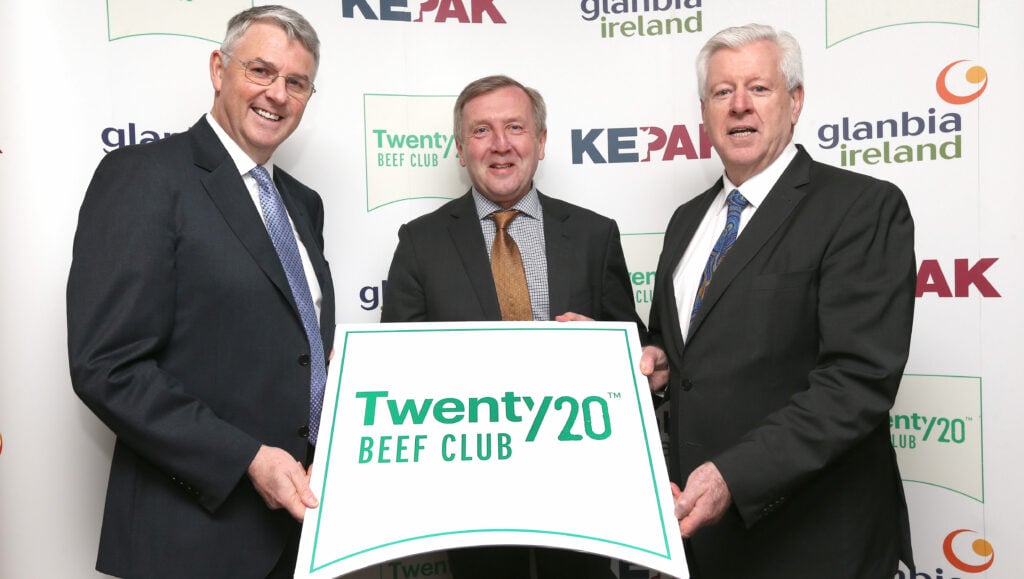 L-R: Jim Bergin, chief executive of Glanbia Ireland; Michael Creed, Minister for Agriculture, Food and the Marine; and John Horgan, chief executive of Kepak Group. Image source: Finbarr O’Rourke