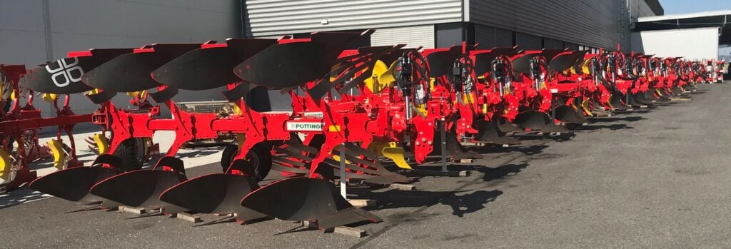 Finished ploughs awaiting delivery outside Pottinger’s factory in Vodnany in the Czech Republic