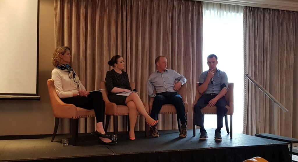 L-R: Moderator Helen Carroll; DCU lecturer on sociology Maria Feeney; William Sayer; and Kevin McGarry. Image source: Embrace Farm