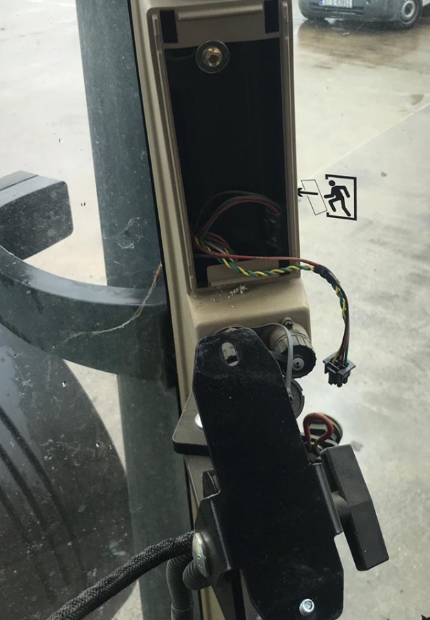 One of the affected tractors: The equipment was ripped from the cab. Image source: Templetuohy Farm Machinery Facebook page