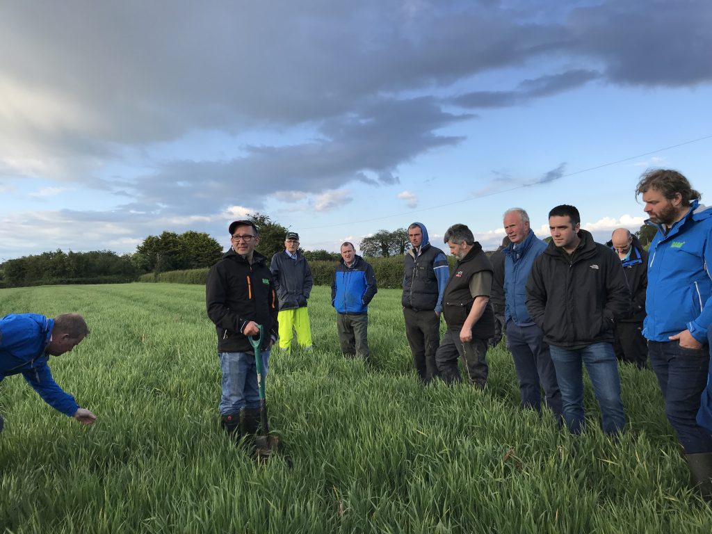 Keith Swan telling BASE Ireland members about his spring barley crop