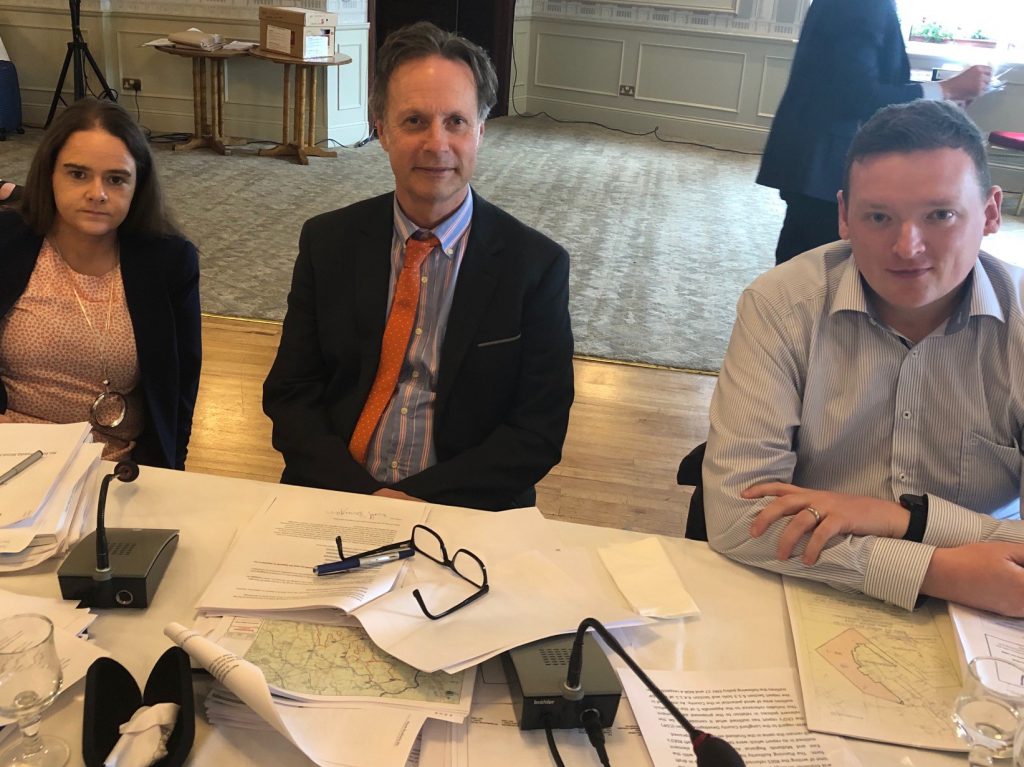 Pictured (centre) is Longford County Council’s senior planner Donall Mac An Bheatha with local authority staff at the hearing