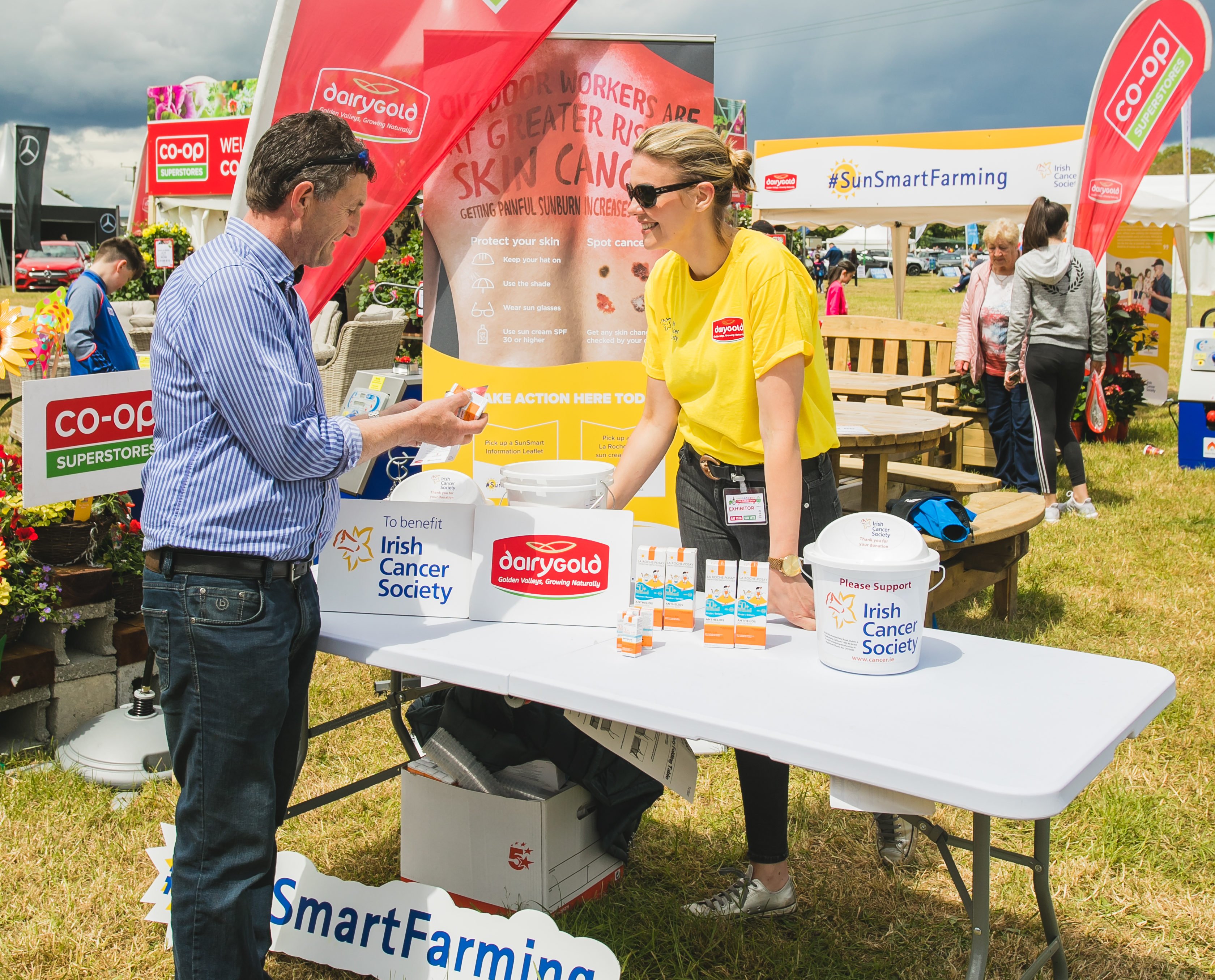 Dairygold retail marketing manager, Gillian Foley at the Dairygold and Irish Cancer Society sun screen station during the Cork Summer Show last month. Image source: Dairygold
