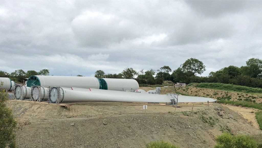 Turbine blades on the ground waiting to be inserted into the second turbine which is being installed this week