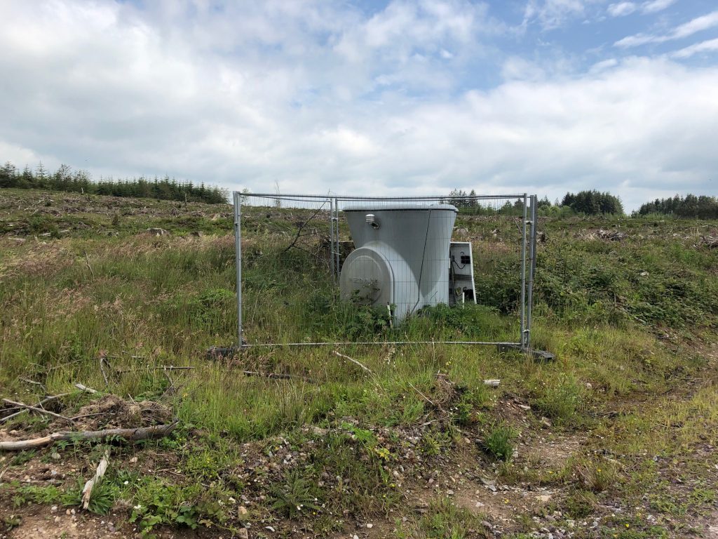 The wind monitoring mast which was installed by Innogy in the nearby Coolbeggan Woods
