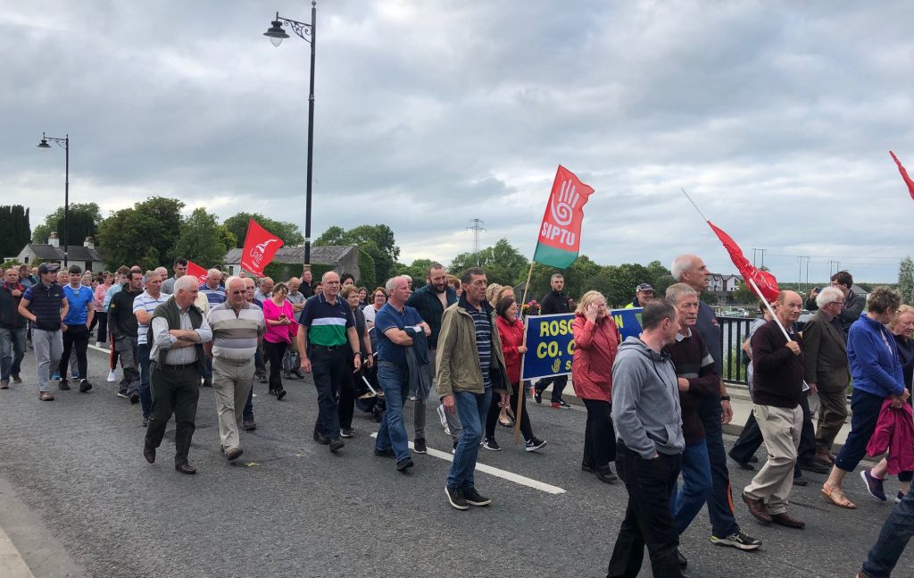 The protest gets underway at the bridge in Lanesboro