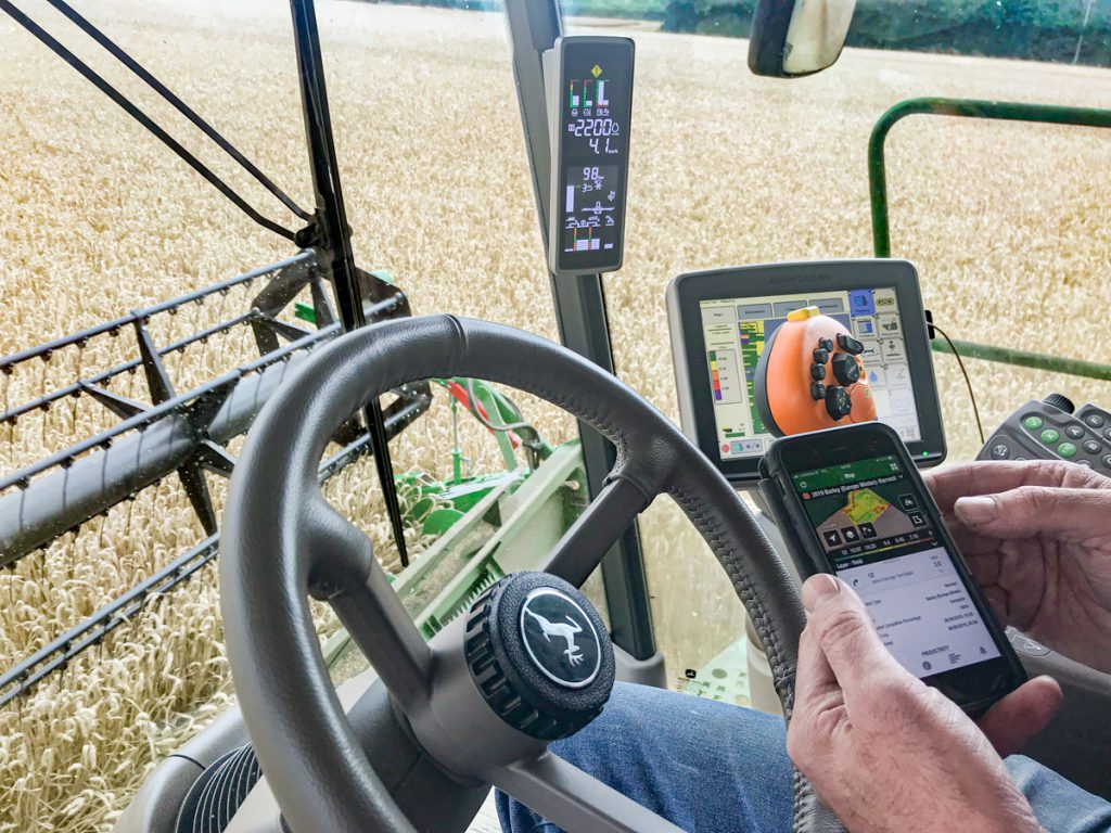 Kevin can see the yield map on an app on his phone