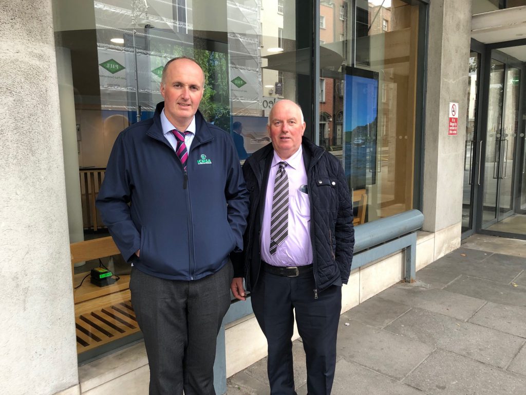 Pat McCormack and Des Morrison outside the Department of Agriculture, Food and the Marine