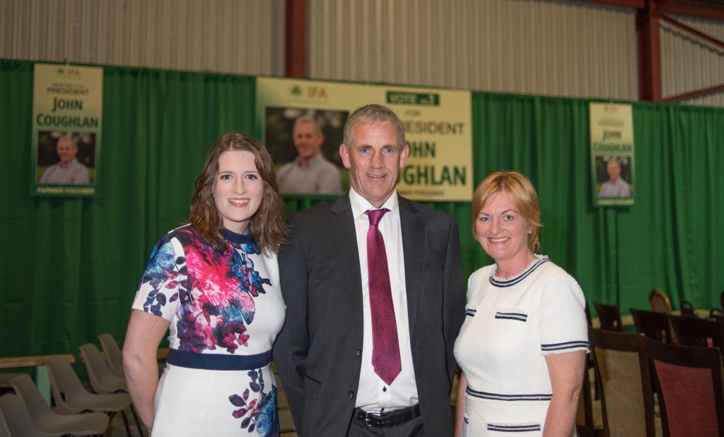 Pictured is John Coughlan with his daughter Helena and wife Ann at the launch of his campaign. Image source: Sean Jefferies Photography