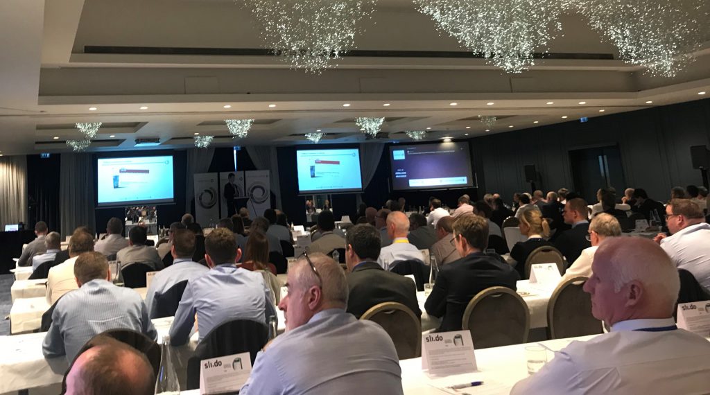 Philip Lynch addressing the large attendance at the R&amp;H Hall conference on Thursday, October 24, in Co. Kildare