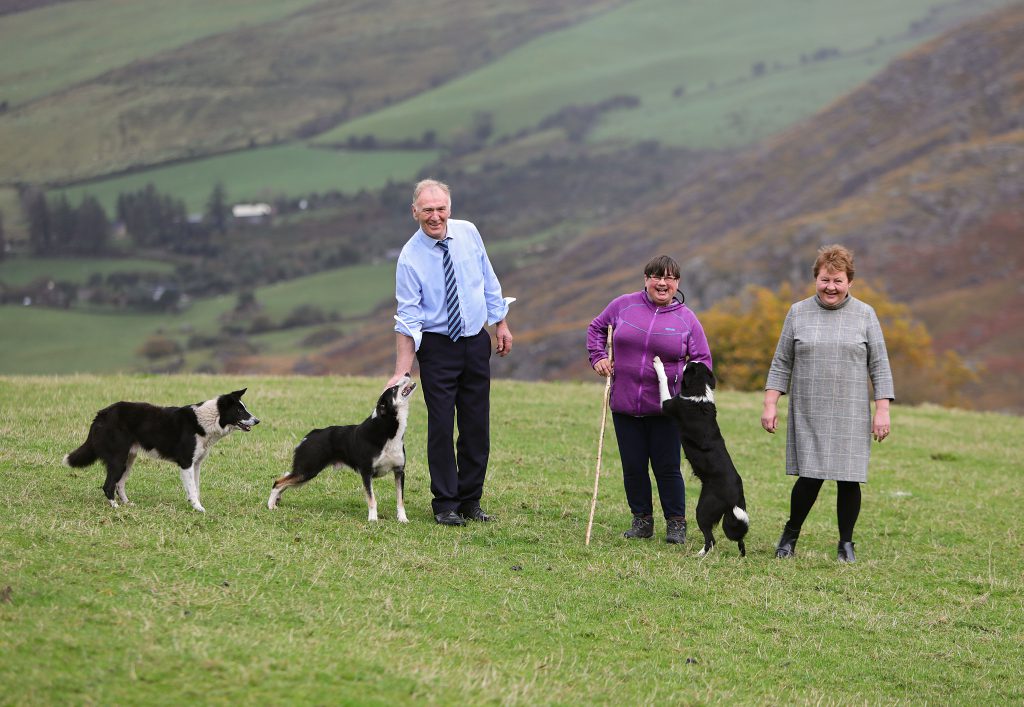 Host farmers Pat and Breda O’Sullivan from Shronaree, the Bridia Valley, Glencar, with Social Farming participant Breda O’Connor. Image source: Valerie O’Sullivan