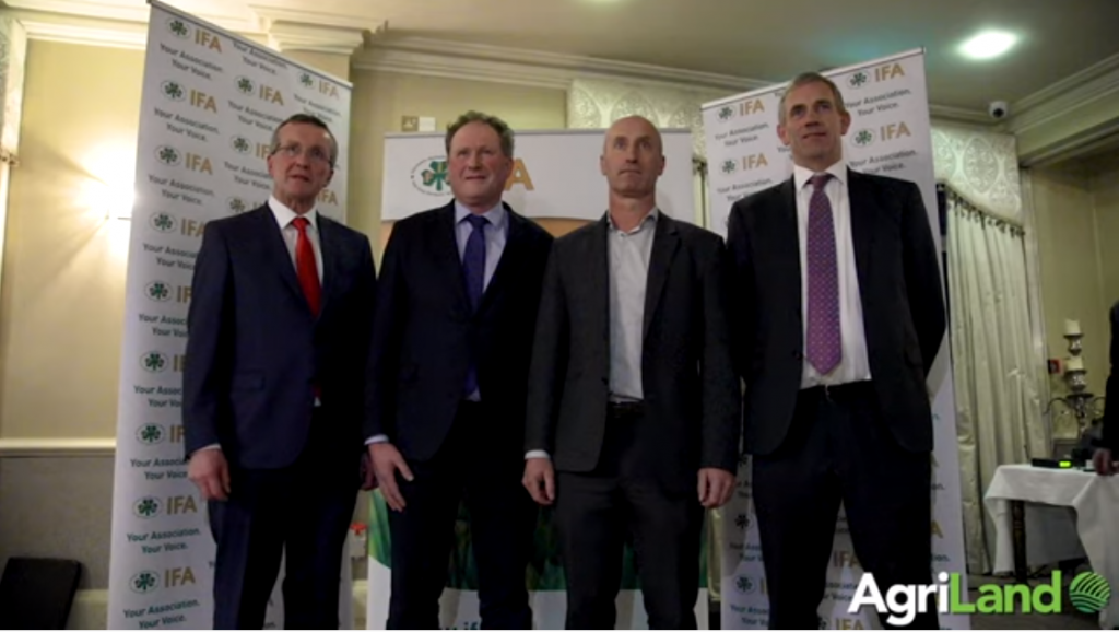 L-R: IFA presidential candidate Tim Cullinan; Carlow IFA chairperson George Collier; IFA presidential candidate Angus Woods; and IFA presidential candidate John Coughlan