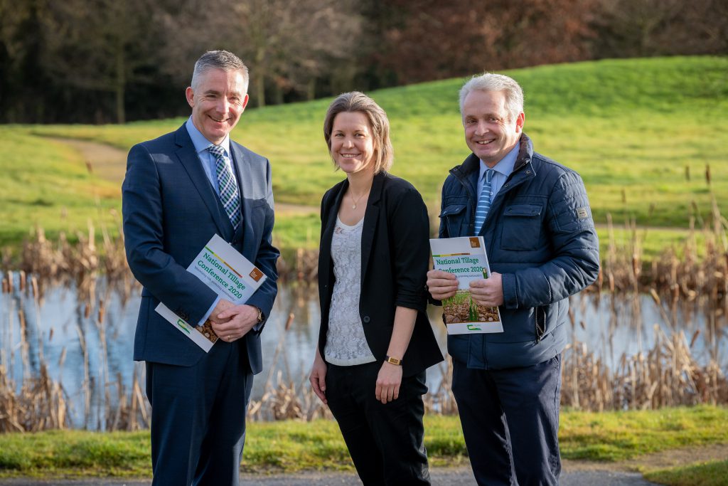 Pictured at the Teagasc National Tillage Conference 2020 were Ewen Mullins, Teagasc; Nanna Hellum Kristensen, SEGES Denmark; and Richie Hackett, Teagasc. Image source: Dylan Vaughan