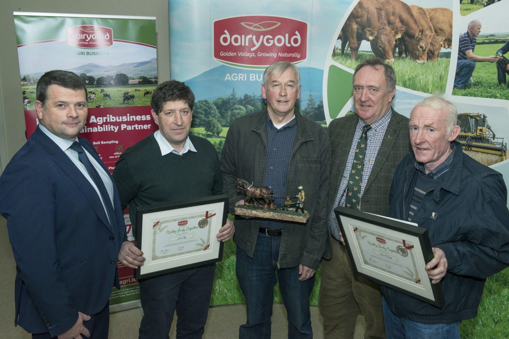 Pictured at the Dairygold Tillage Conference last week were Liam O’Flaherty, Dairygold head of agri-business with finalists in the 2019 Dairygold Malting Barley Competition, James Pope, Ladysbridge; overall winner Jeremy Dineen, Ovens; Liam Leahy, Dairygold tillage and beef business manager; and Thomas O’Dwyer, Cashel. Image source: O’Gorman Photography