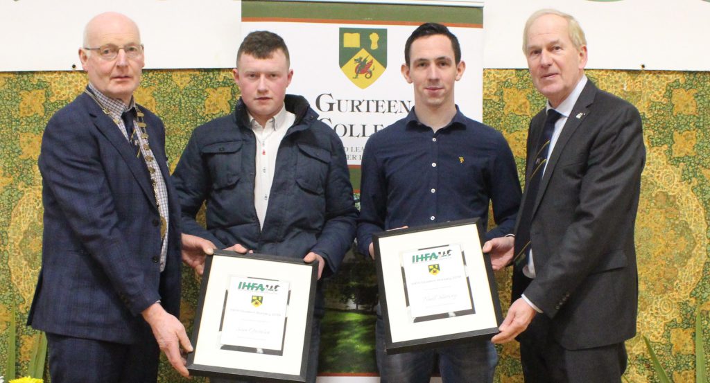 L-R: Patrick-Gaynor, IHFA-president; students Sean Quinlan and Niall Stattery; and IHFA chief executive Charlie Gallagher