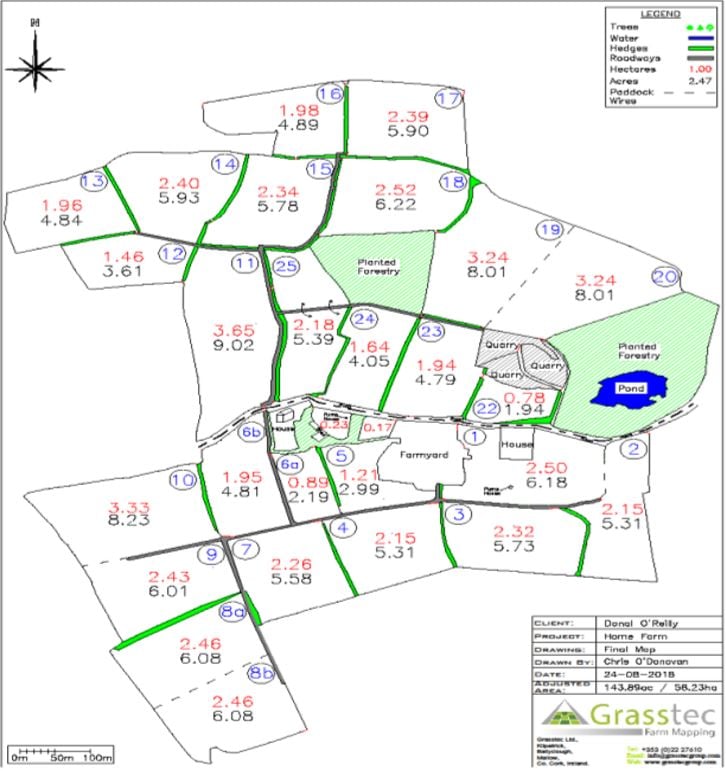Map of Donal’s farm. Image source: Irish Grassland Association