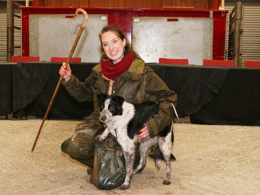 Emma Gray with ‘Megan’. Image source: CCM Auctions Skipton Auction Mart Livestock Auctioneers