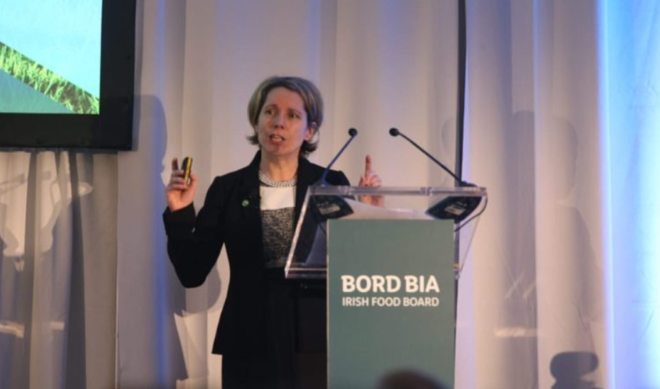 Bord Bia CEO, Tara McCarthy, speaking at Bord Bia’s Meat Marketing Seminar last month