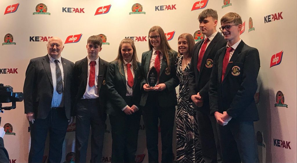 L-R: Certified Irish Angus Producers Group chairman Tim Dunne; Kelvin McNally; Sophie Reilly; Rachel Alexander; Ireland Womens Hockey Team captain Katie Mullan; Lloyd Hastings; and Barry Stratford