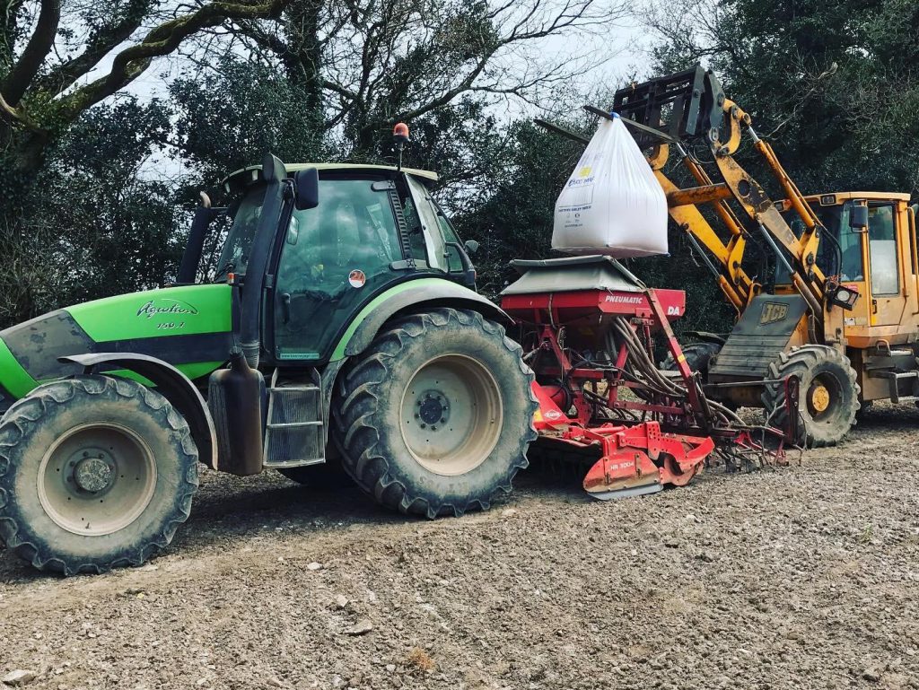 Padraig sowing barley earlier this month. Image source: Padraig Connery