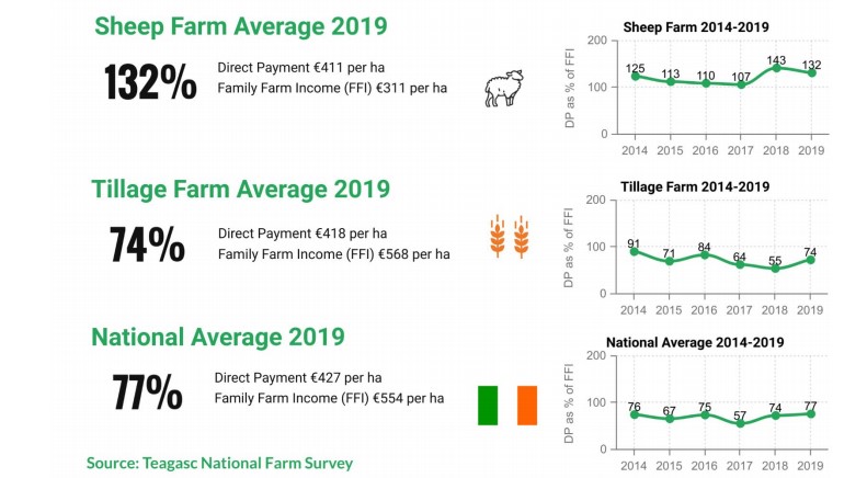 Source: Teagasc National Farm Survey 2019 preliminary results