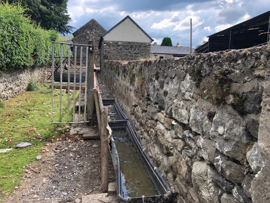 Footbath set up on a sheep farm