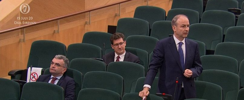 L-R: Minister for Agriculture Dara Calleary; Minister of Communications, Climate Action and Environment Eamon Ryan; and Taoiseach Micheál Martin