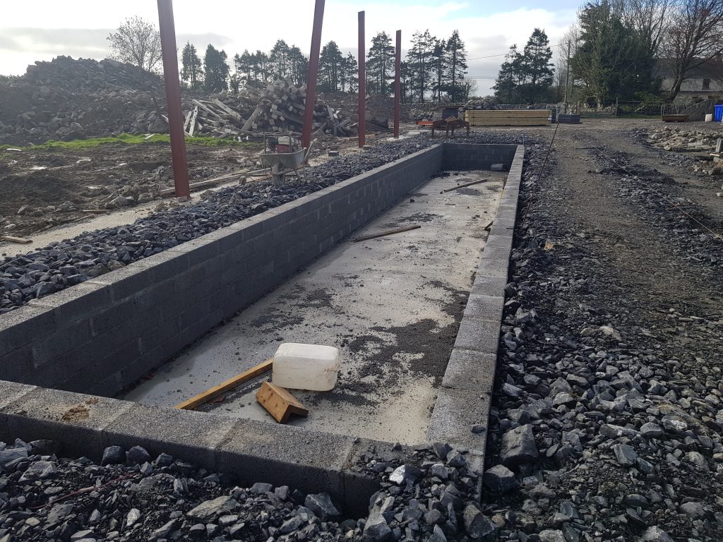 The farm’s new 16-unit dairy parlour under construction