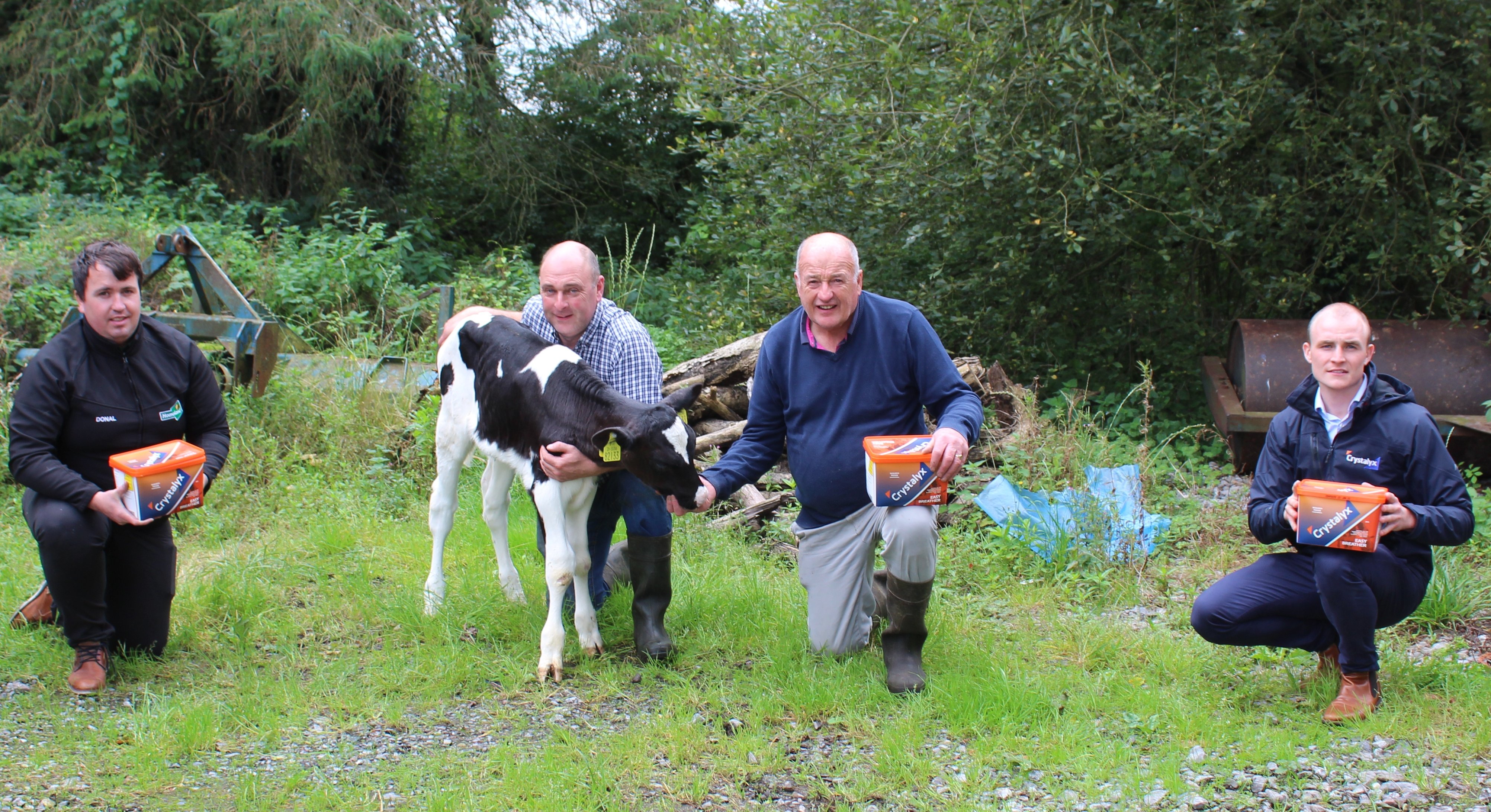 L-R: Aurivo branch manager Donal Toughy; Aidan Foody; Seamus Foody; and Caltech Crystalyx account manager Luke Morgan