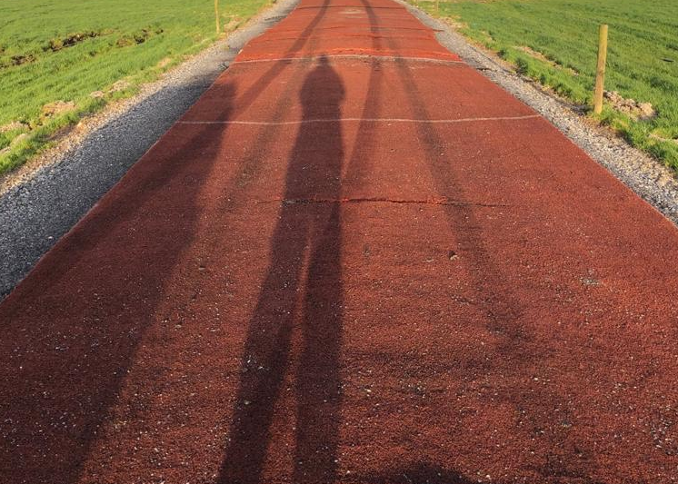 Example of astroturf used on a farm roadway