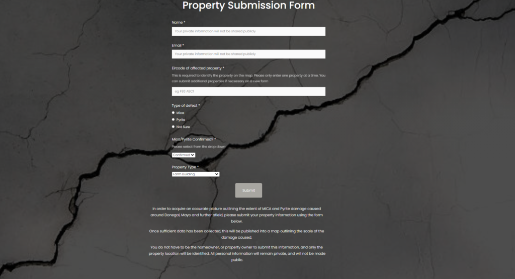 The mica map will go live shortly with up-to-date information on the properties impacted and their locations