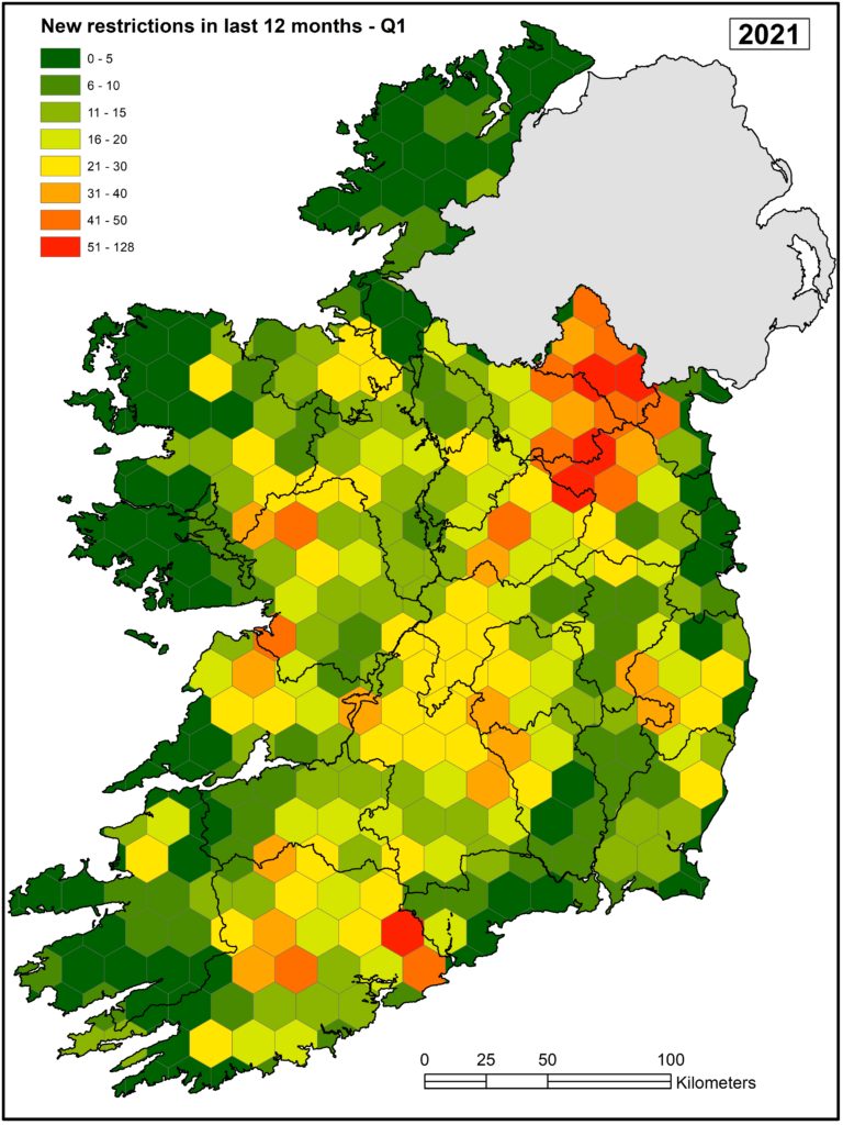 Areas with high levels of tuberculosis. Image source: Department of Agriculture, Food and the Marine