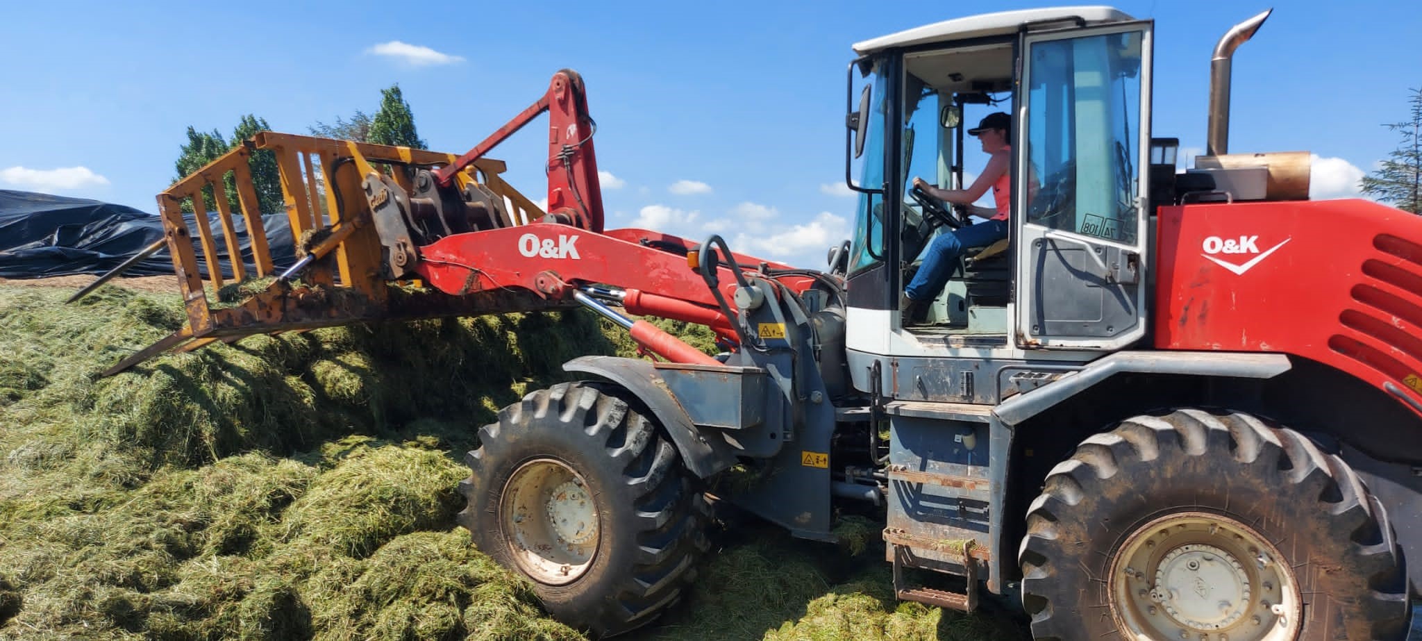 Kylie Walsh driving the loading shovel