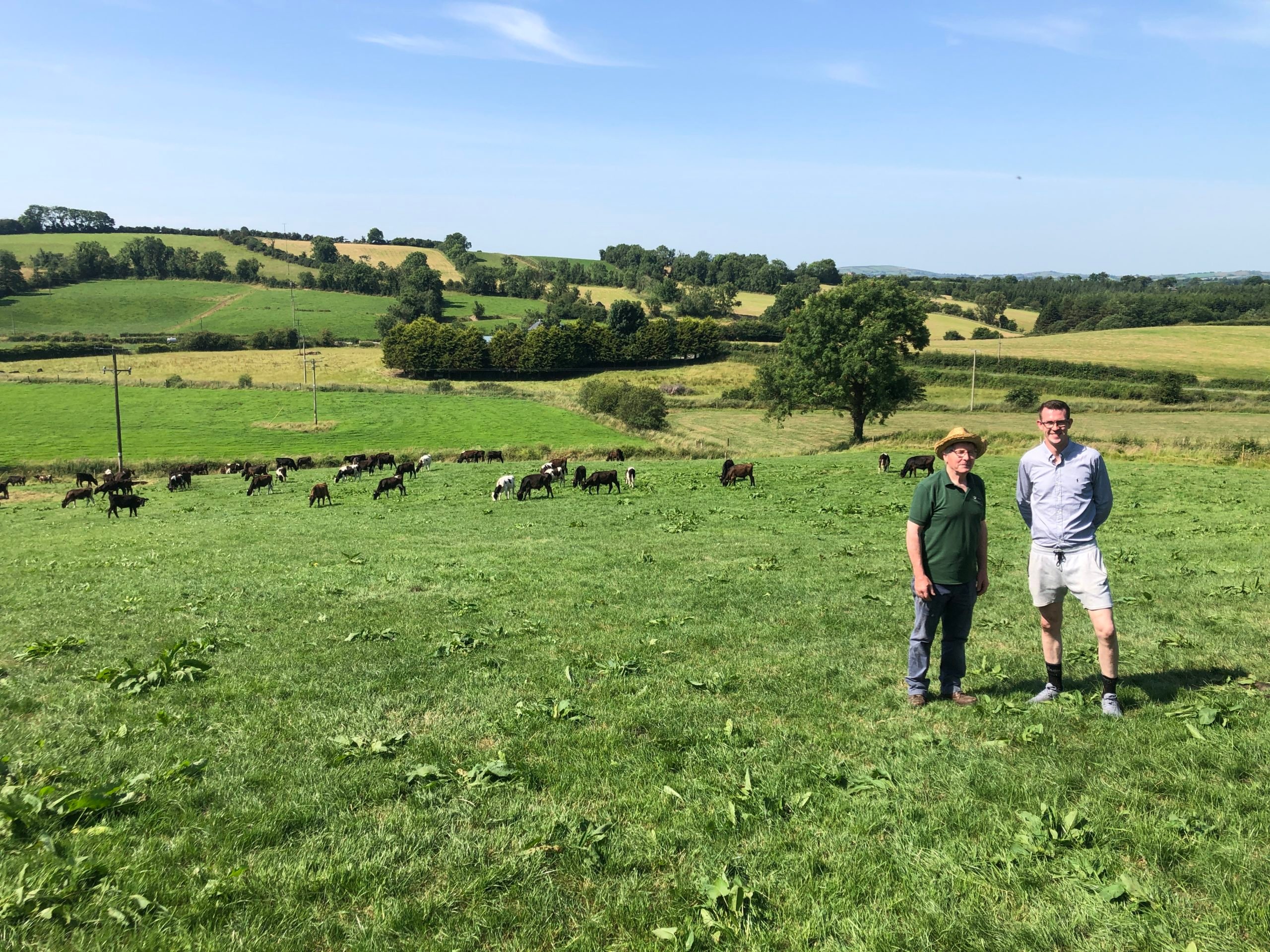 Charlie and his father Charles out checking stock at their home farm in Lisnahederna