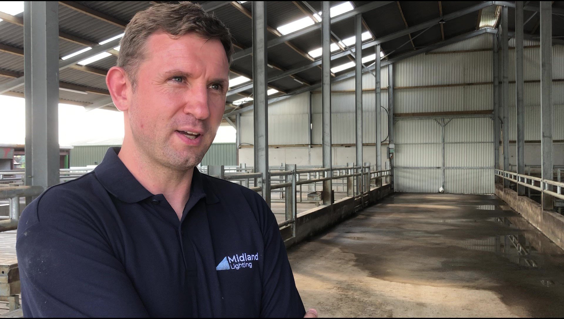 Michael Delaney inside his new beef finishing unit