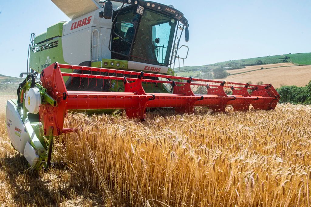 Con Twomey harvesting Pixel winter barley at Robertscove, Co. Cork, which yielded 4.2t/ac at 19% moisture and bushelled 63KPH. Image source: O'Gorman Photography