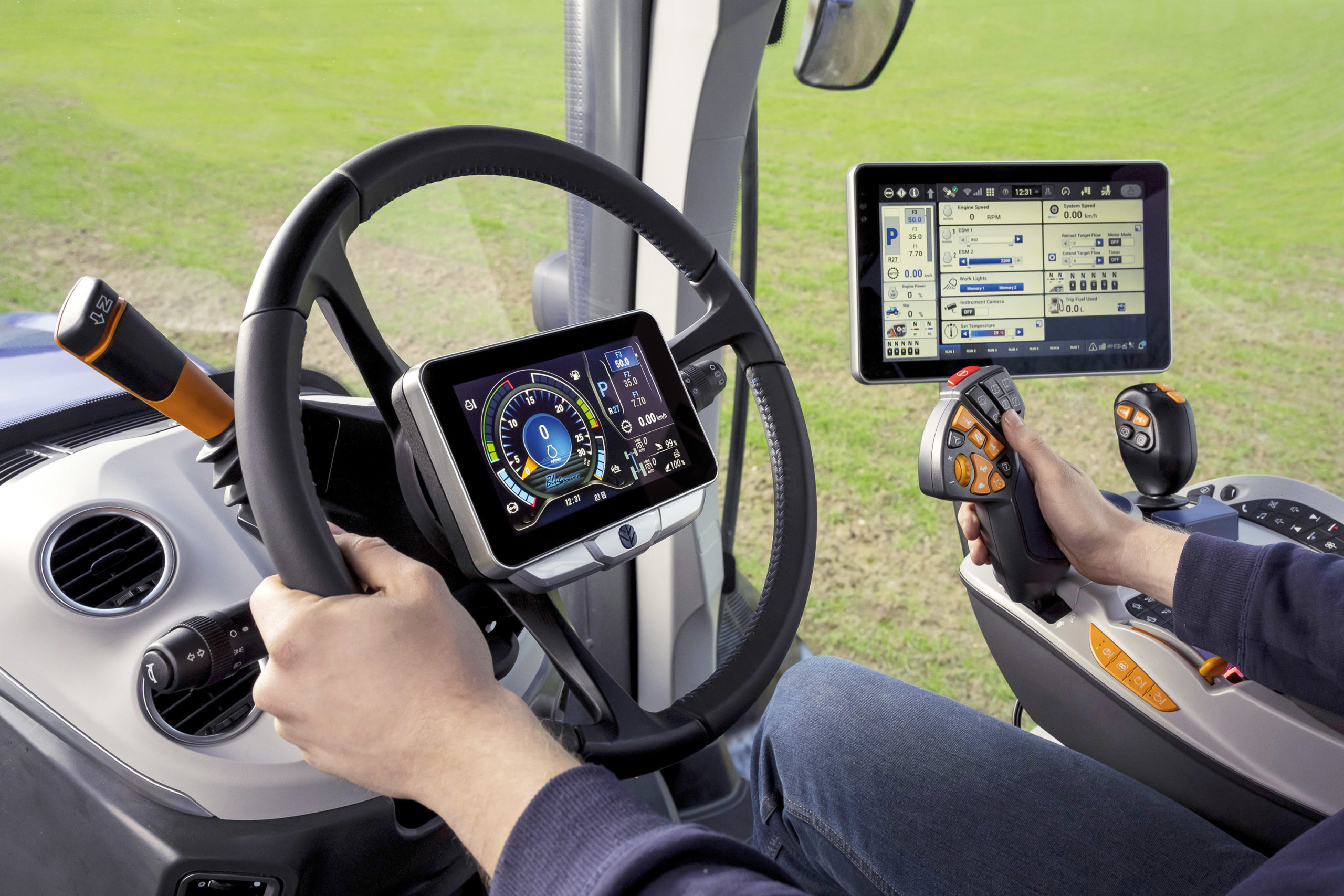 The digital instrument panel is mounted in the centre of the steering wheel
