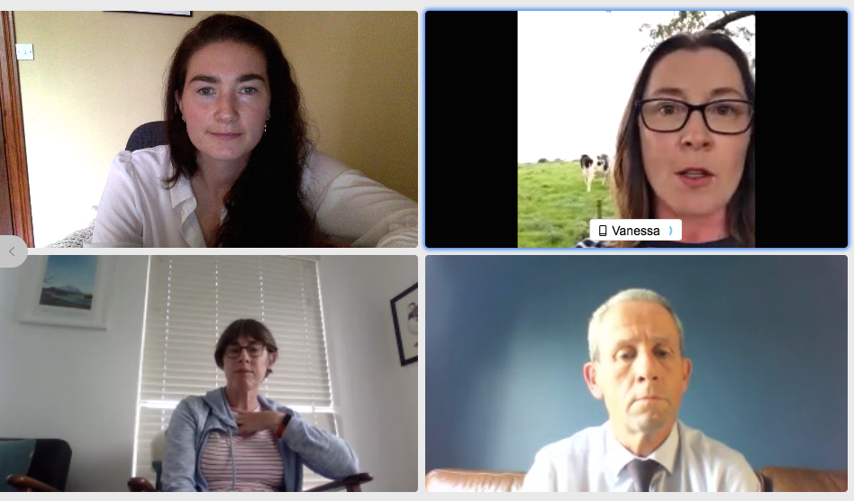 WASG meeting with DAFM, including Vanessa Kiely O'Connor, ICMSA; Caroline Farrell, IFA; Hannah Quinn-Mulligan, WASG chair; and Paul Savage, DAFM